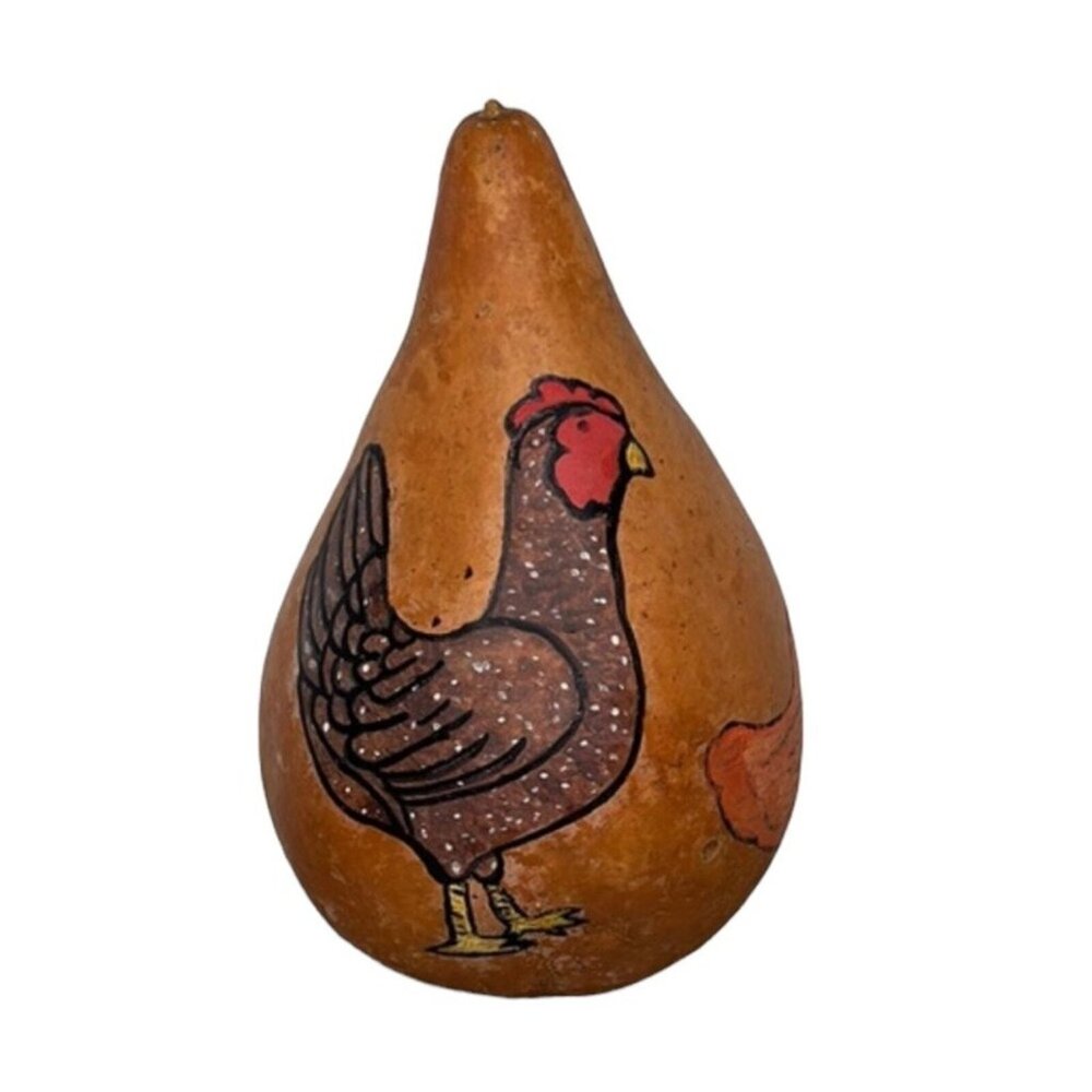 Gourd folk art vintage hand painted farmhouse rooster chicken chick